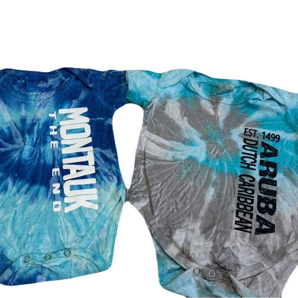 Montauk and Aruba Tie-Dye Baby Onesies